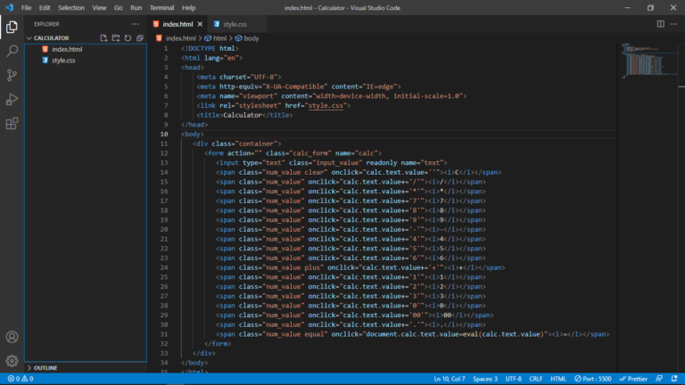 Source Code Of Calculator Using HTML And CSS - Cosas Learning