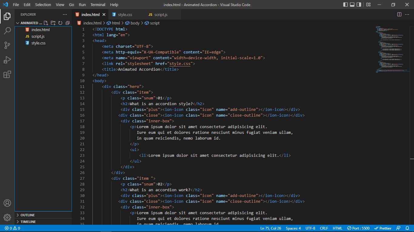 Source Code Of Animated Accordion Cosas Learning