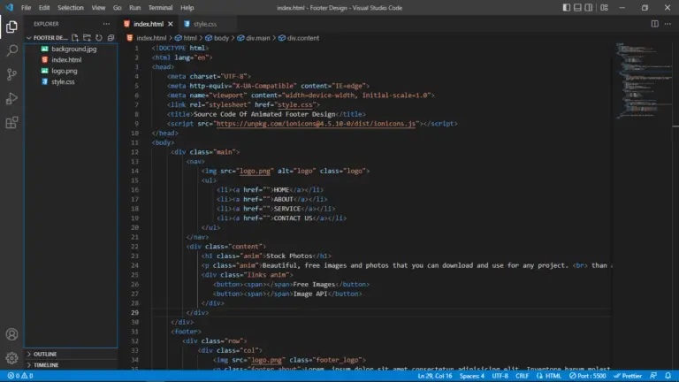 Source Code Of Animated Footer Design - Cosas Learning