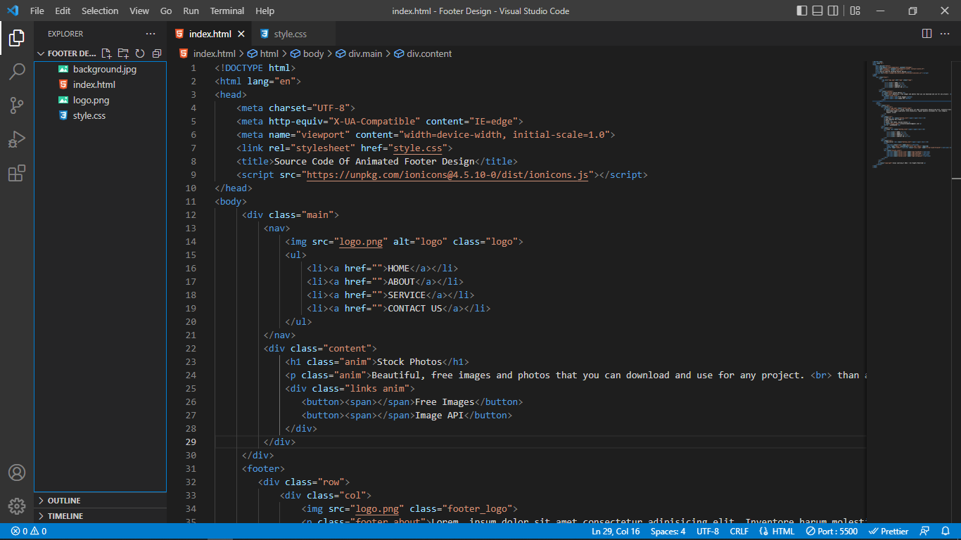 Source Code Of Animated Footer Design - Cosas Learning