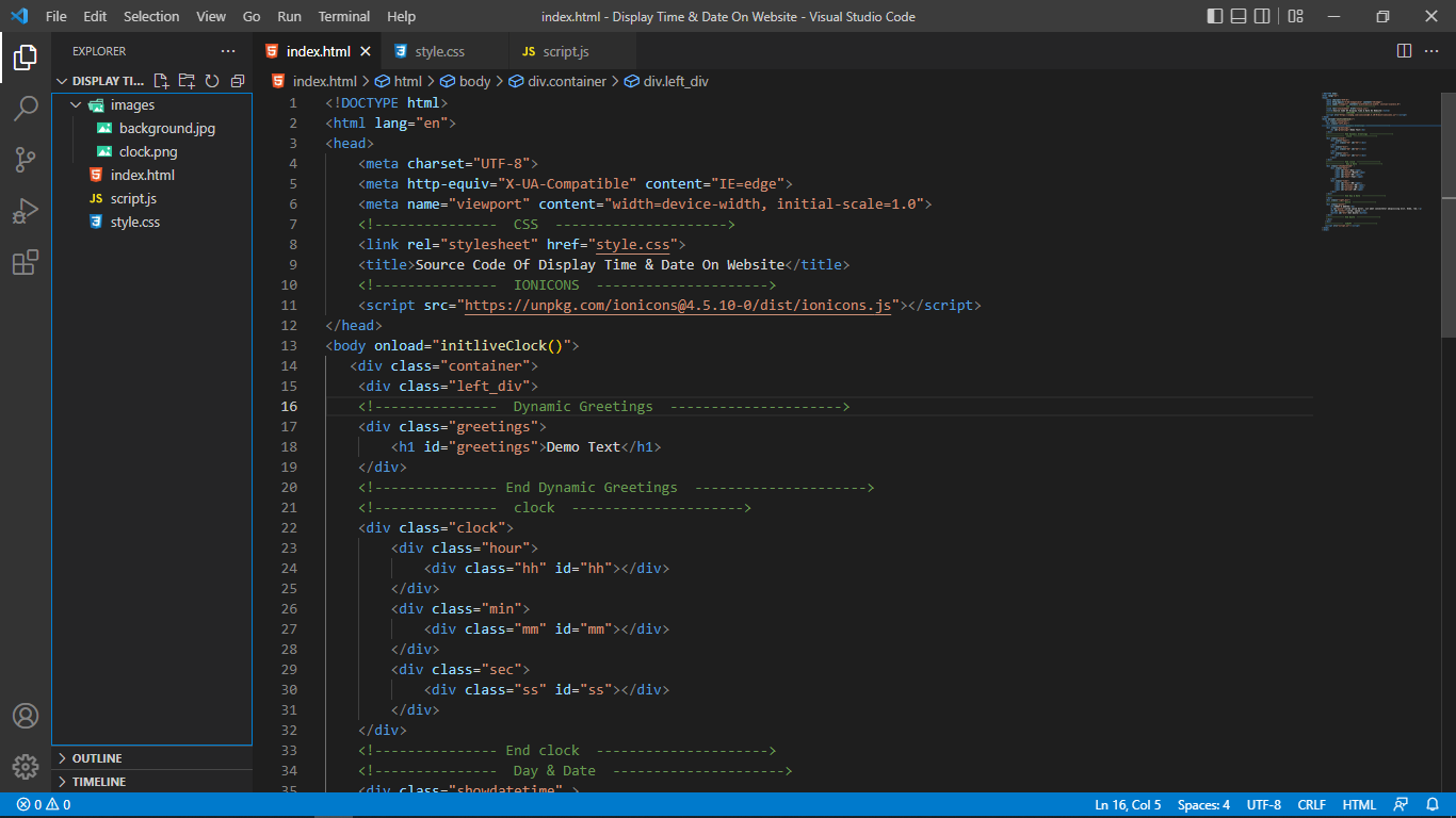 Source Code Of Display Time & Date On site Cosas Learning