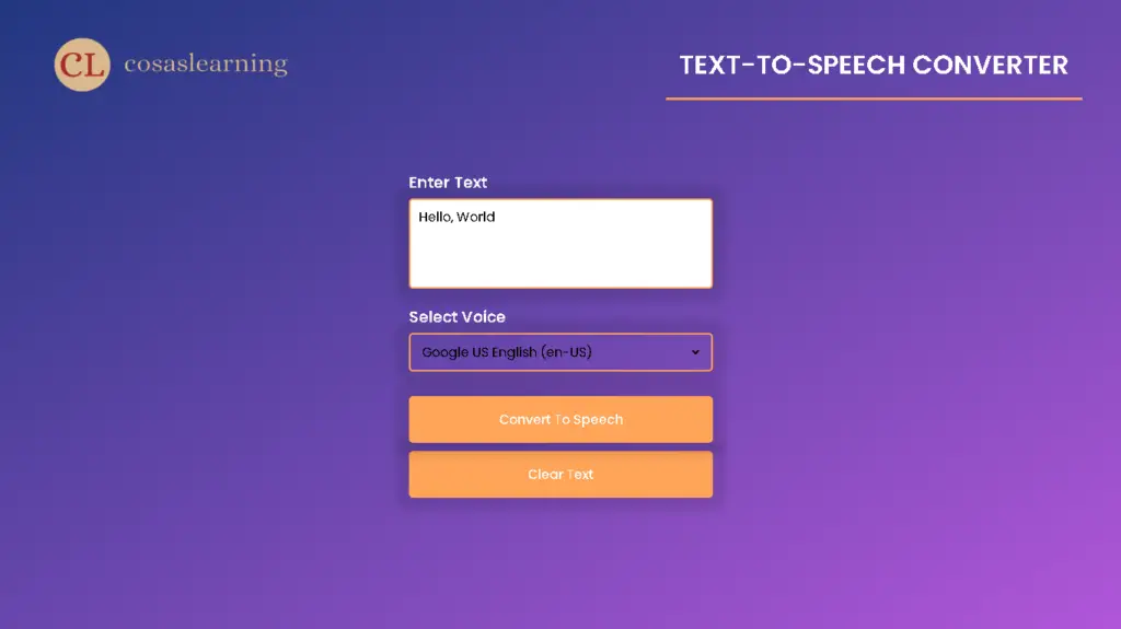 Text-To-Speech converter - Cosas Learning